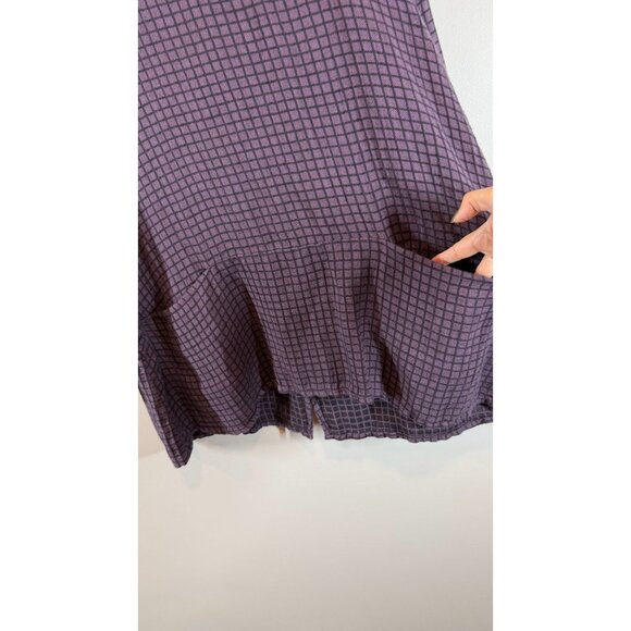 Cut Loose Women's Lagenlook Purple Plaid Linen Cotton Wide Sleeve Size L - Picture 8 of 11